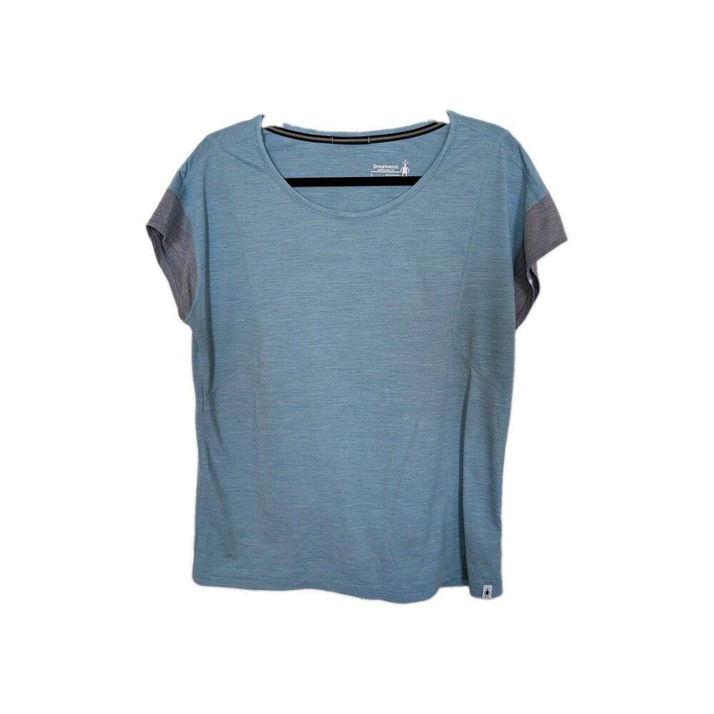 Smartwool Women's Merino 150 Tshirt Twist Back Design Blue Gray L